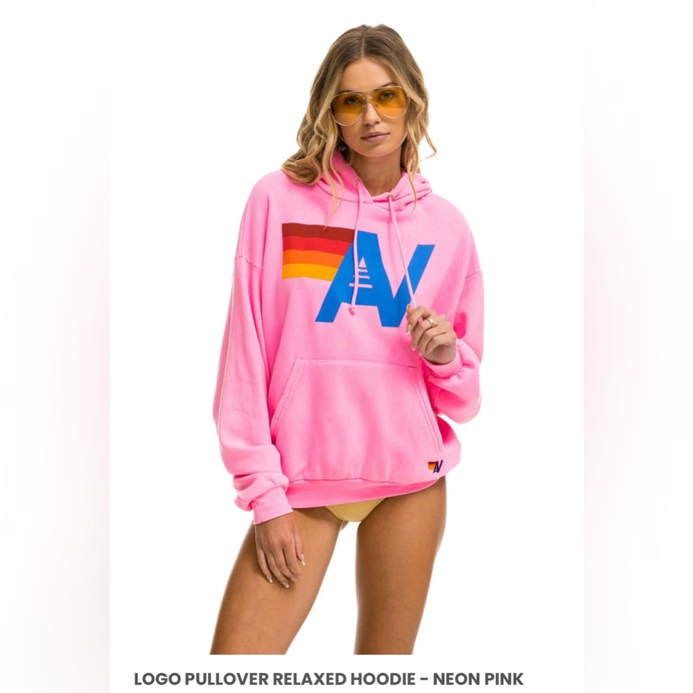 Aviator nation neon pink medium hoodie NWT